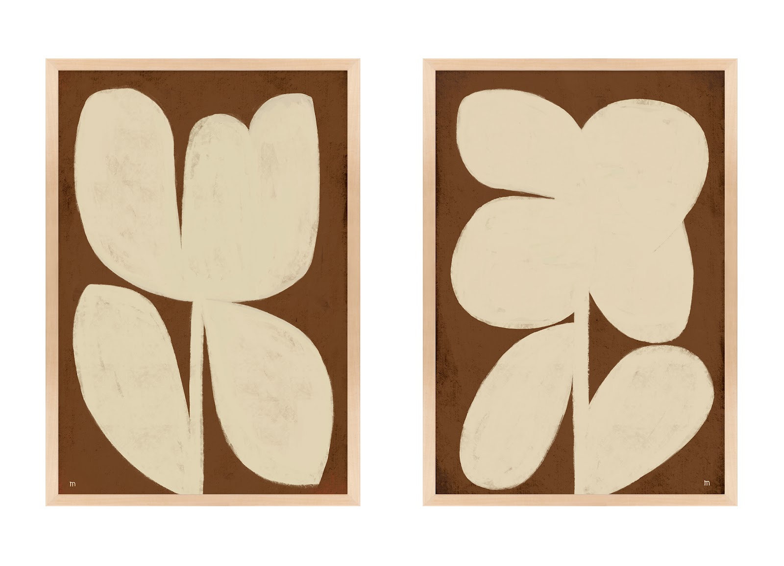 Flower 2-Piece Painting Set, 50" H x 35" W x 1.25" D, Maple Framed