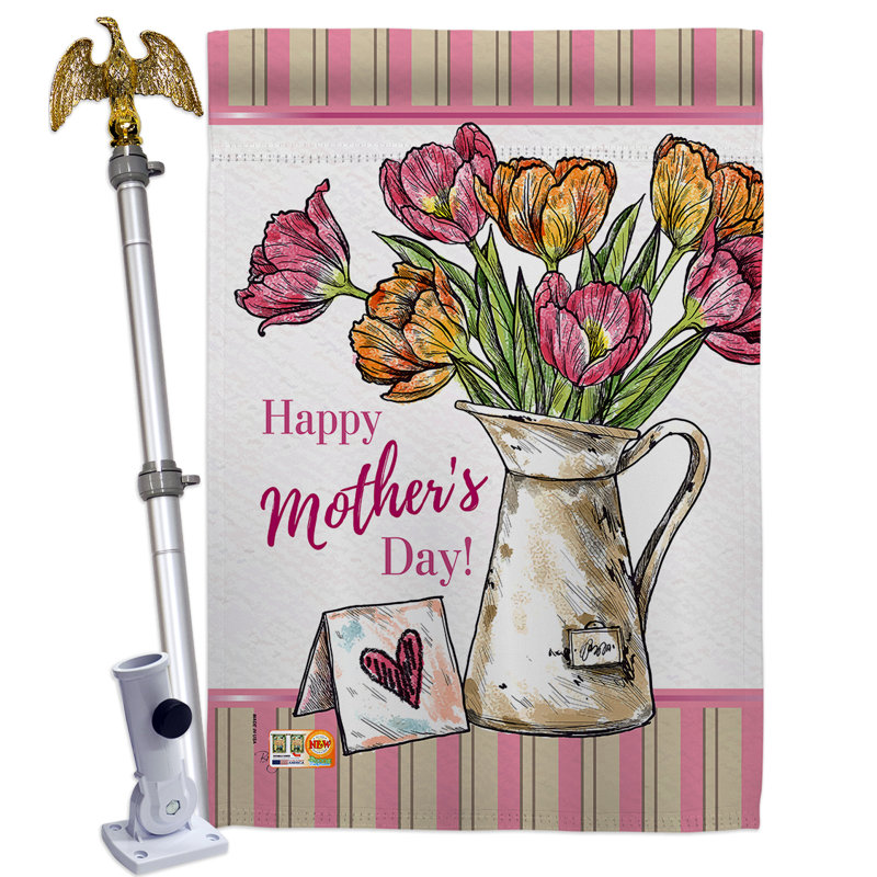 Bouquet de fleurs de 2 côtés 40 x 28 po mère day bouquet ensemble de drapeau