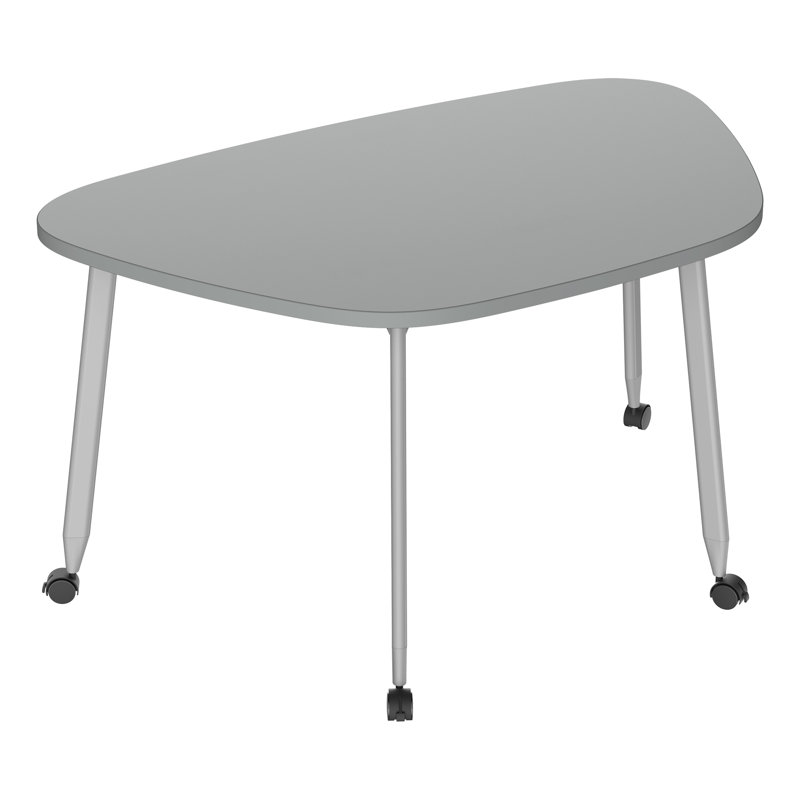 Mobile Rounded Trapezoid Table – Versatile Interactive Teamwork, Gray