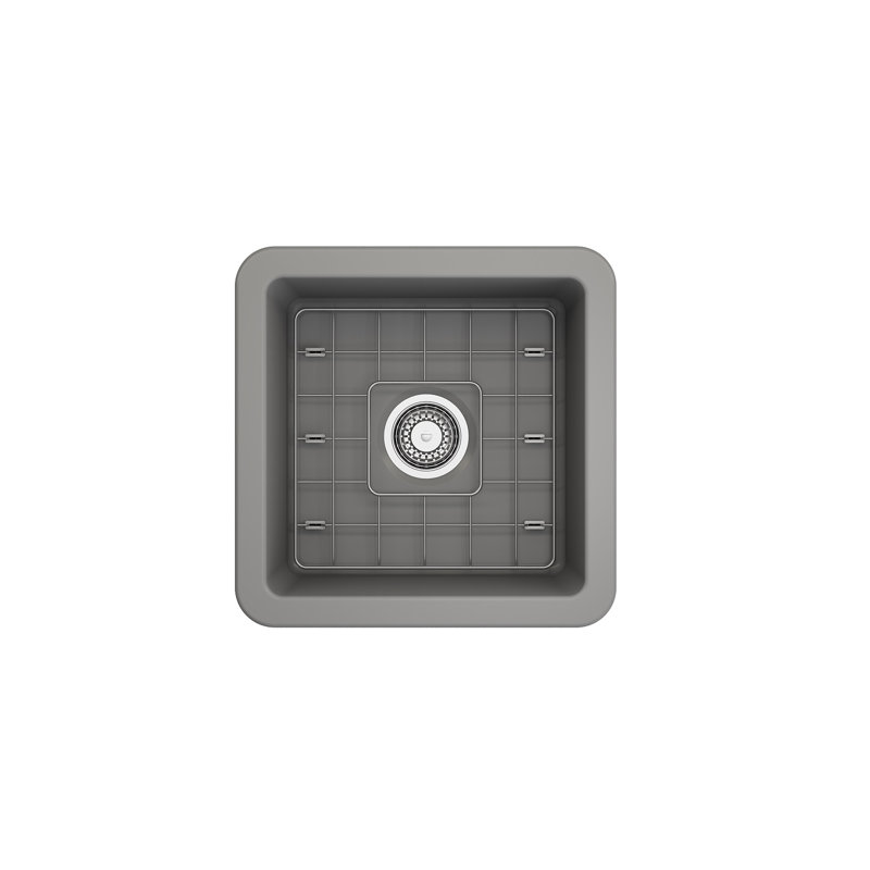 18'' L Fireclay Kitchen Sink, Matte Gray