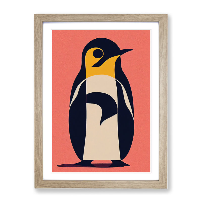 Penguin Abstract No.5 - Wall Art, No Matte, 46cm H x 34cm W, Oak Frame