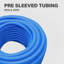 Tuyau PEX-A en PEHD ondulé pré-tissé 3/4 po x 300 pi Tuyau Pex isolé, eau chaude et froide, bleu