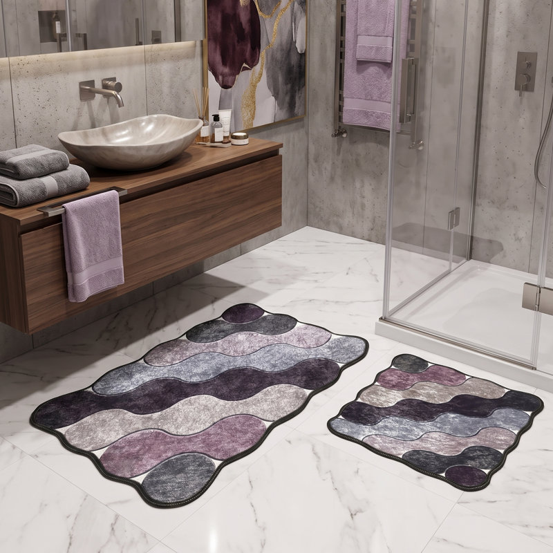 Ensemble de tapis de bain 2 pièces Aveline Wavy Pebble