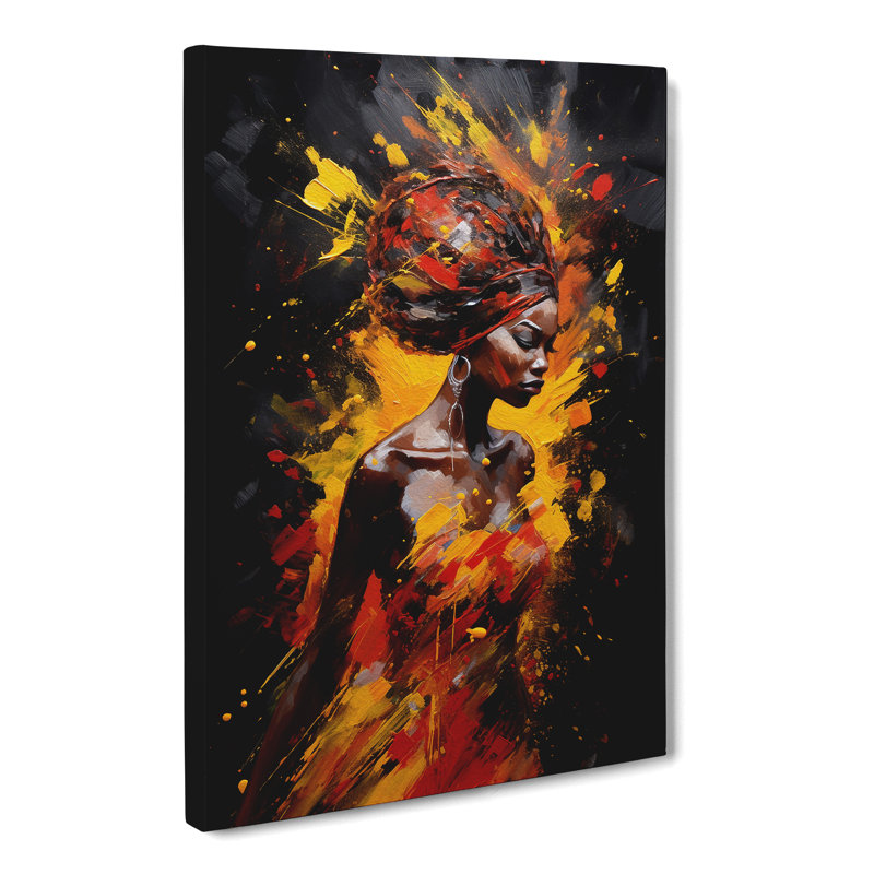 African Woman Action Painting - Print, 50cm H x 35cm W x 3cm D