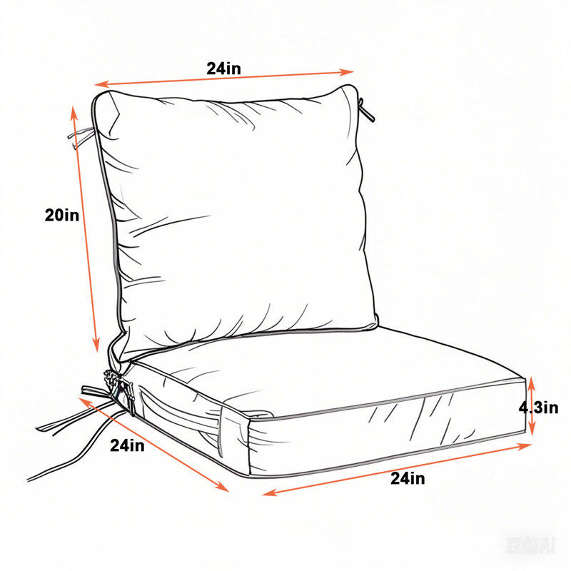 Outdoor Deep Seat Cushions 24 X 24In,Waterproof Fade Resistant Replacement Seat Cushions With Handle And Remove Cover, Patio Cushions For Outdoor Furniture,Bench,Garden