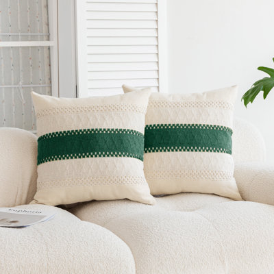 Barossa Design Boho Embroidered Geometric Cotton Blend Pillow Cover