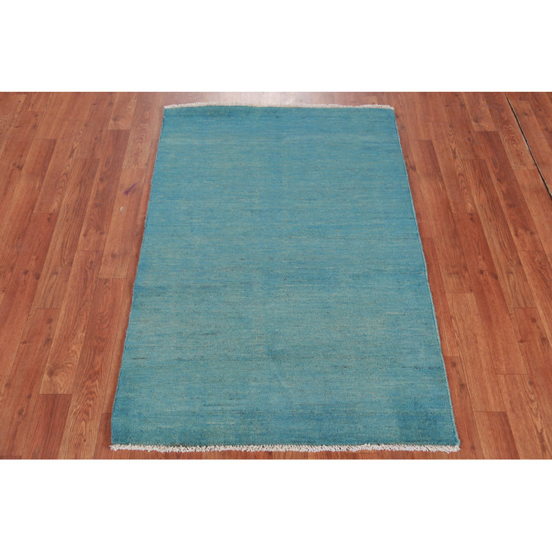 Tapis bleu clair clair pour vestibule 3 x 4 Gabbeh