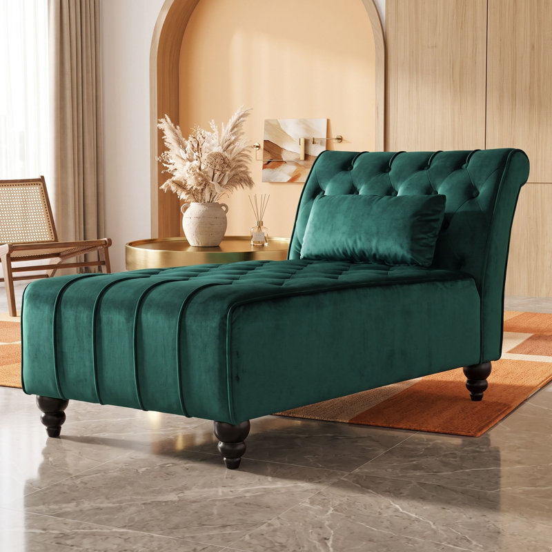 Chaise Lounge with Wood Legs