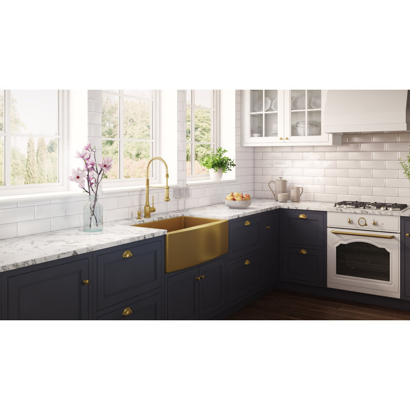 Terraza 36" L x 22" W Farmhouse Kitchen Sink, Matte Gold