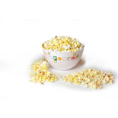 Wabash Valley Farms Fun Time Large Popcorn Bowl – 10-Inch Reusable White & Yellow Movie Night Serving Bowl