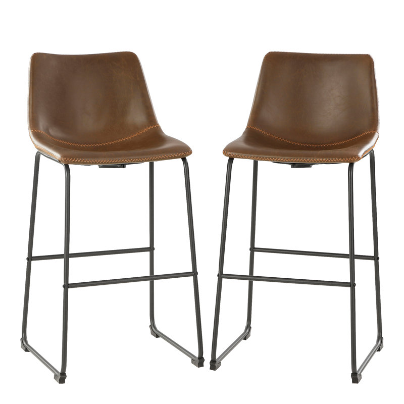 Williams Upholstered Counter Stool with Metal Frame, Chestnut