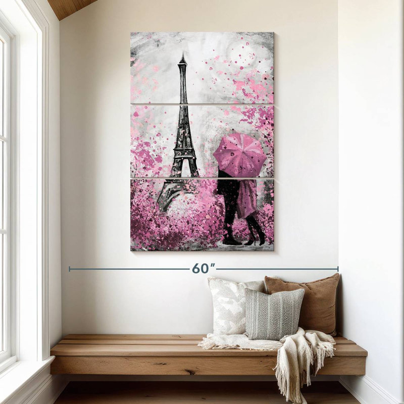 Nicci Paris - rose éclatant de fleurs, H 50 po x l 32 po
