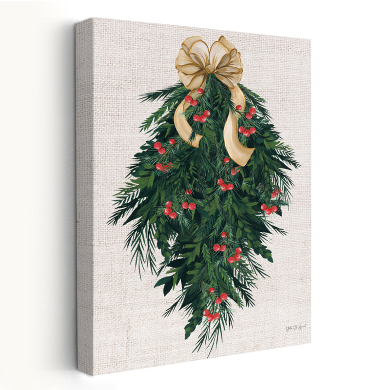 Evergreen Christmas III - Art de Noël crème à baies, H 60 po x l 40 po