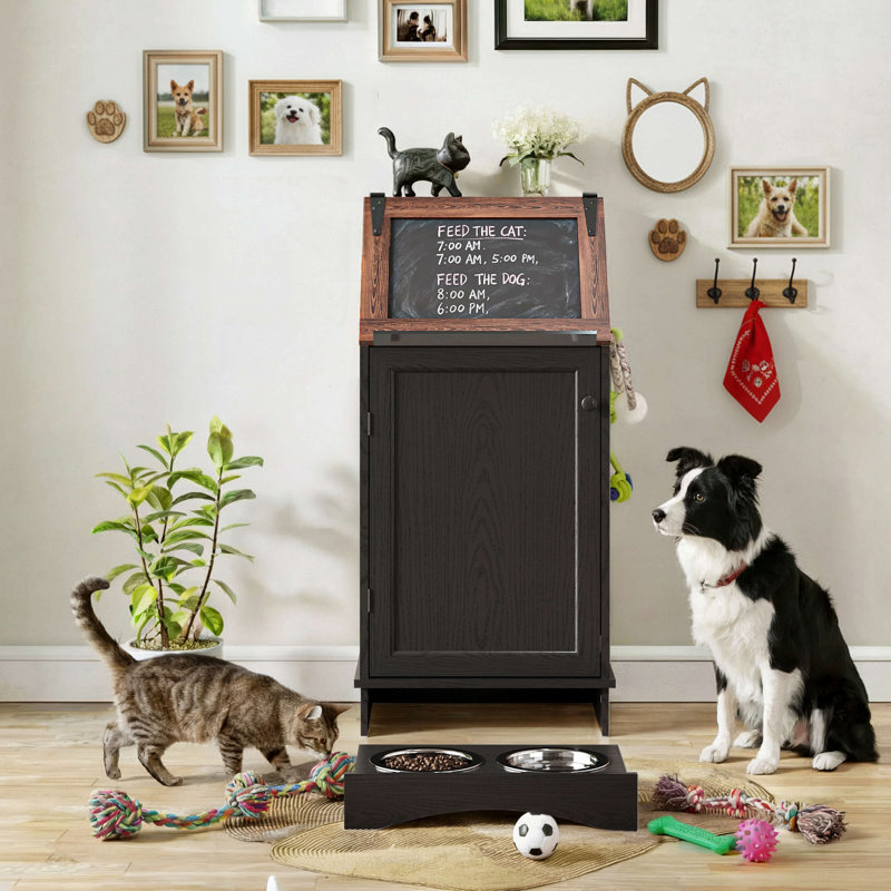 Dog Feeding Station with Storage, Black
