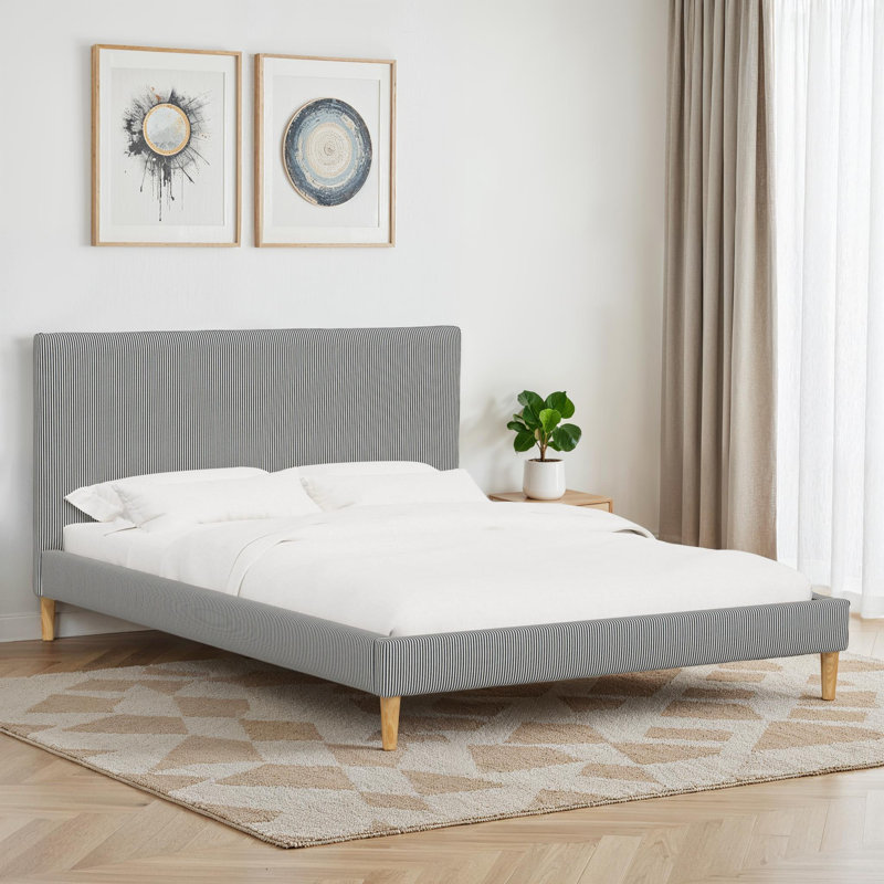 Olivet Platform Bed, Prep Stripe Navy Cotton, King