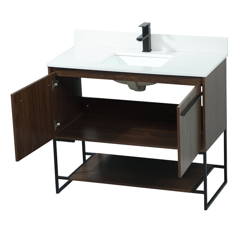 Ensemble de meuble-lavabo simple 40 po Rozell, Noyer