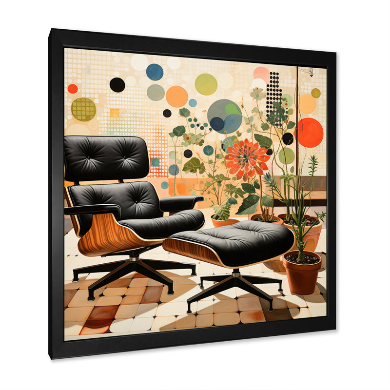 Corail noir Mid Century Iconic Chairs III - reproduction sur toile, Cadre photo noir, H 24 po x l 24 po x P 1 po