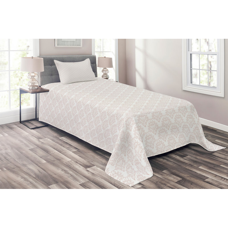Polyester Damask Coverlet, Twin Bedspread + 1 Sham