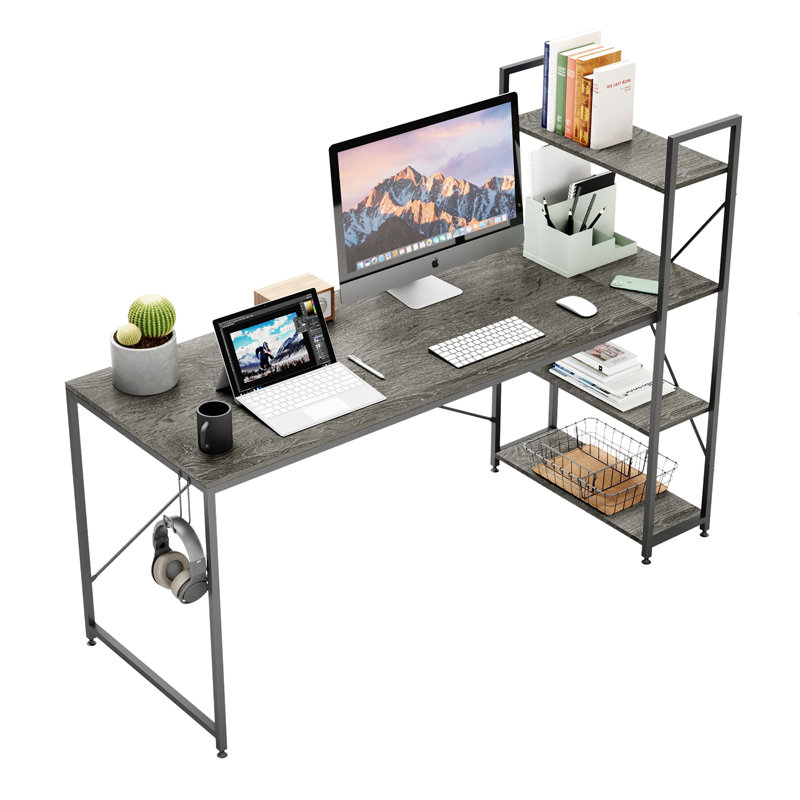 Metal Base Computer Desk, Grey, 122cm H x 160cm W x 64cm D