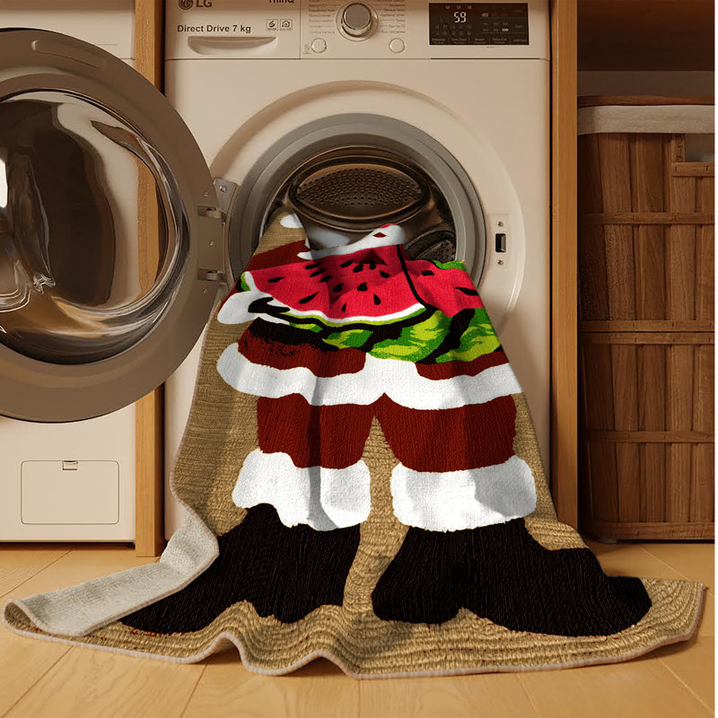  Tapis lavable père Noël avec fruits melon, Tapis de couloir 2 pi x 5 pi