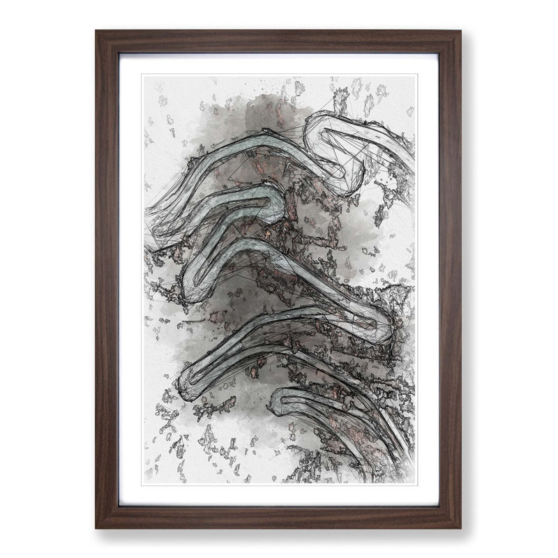 Maloja Pass in Switzerland in Abstract - Picture Frame Graphic Art Print, 91cm H x 60cm W x 2cm D, Walnut
