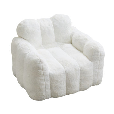 Fauteuil à billes en sherpa moelleux blanc