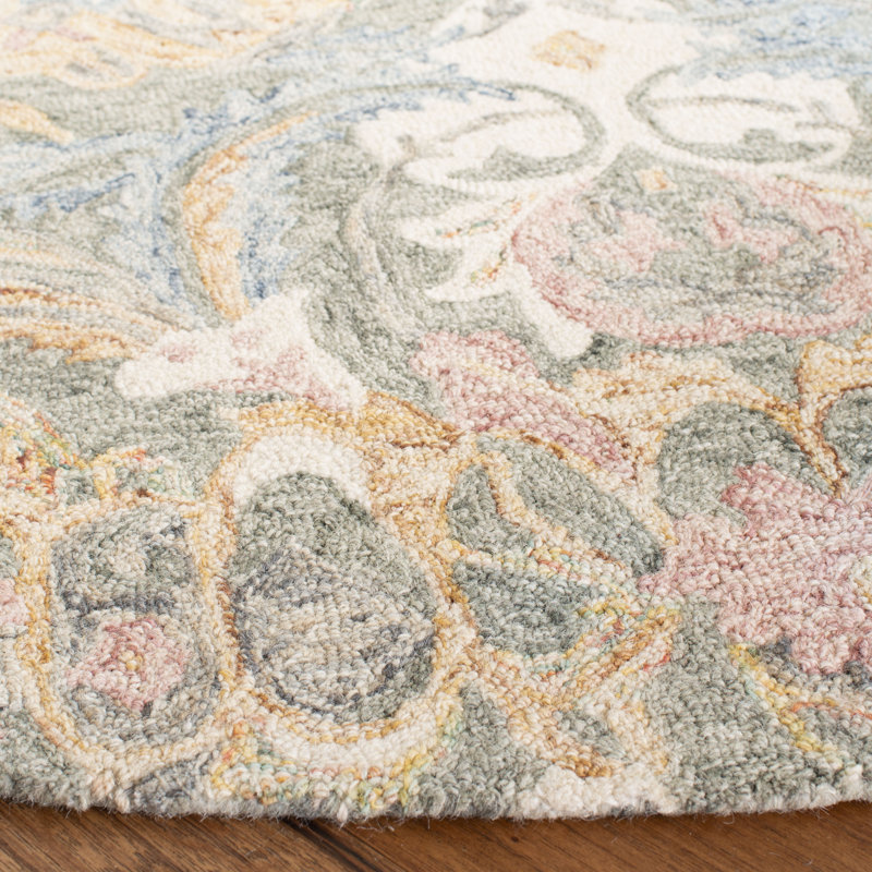 Butters Hand Tufted Wool Floral Rug, Round 6'