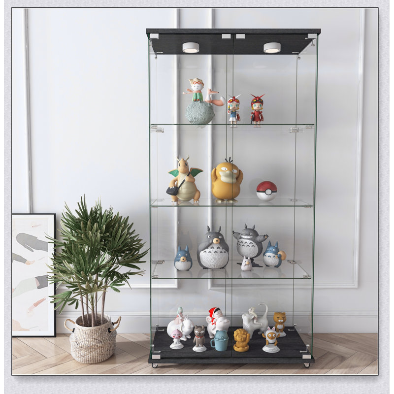 32.09 " W China Cabinet, Transparent/Black