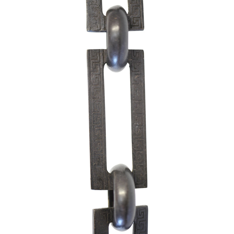 Chaîne décorative avec clé grecque et maillons non soudés, H 12 po x l 0,87 po x P 0,1 po, Noir bronzé huilé