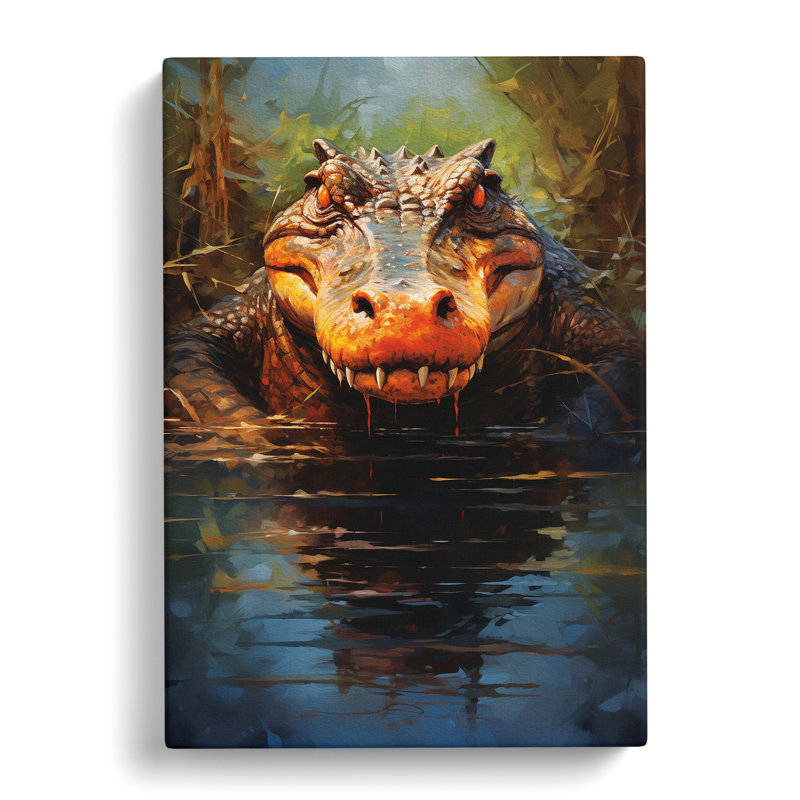 Crocodile Modern - No Frame Art Prints - Wrapped Canvas, 60cm H x 40cm W x 3cm D