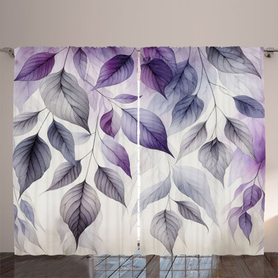 Ambesonne Curtains 2 Panel Set, Cascading Down Leaves Fall Coconut Quartz and Lilac -  p_sd1921_108x96