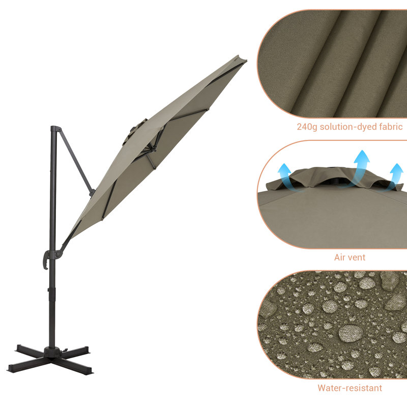 Parasol en porte-à-faux 120 po Dobromila, Taupe