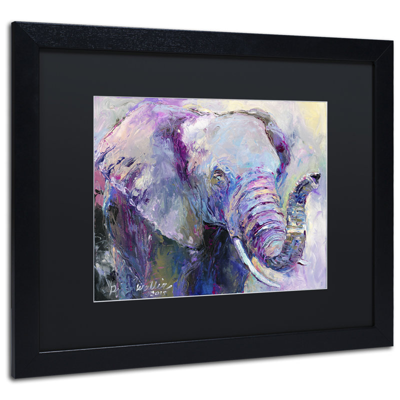 « blue éléphant », impression sur toile, H 16 po x l 20 po x P 0,5 po, Noir, Cadre noir