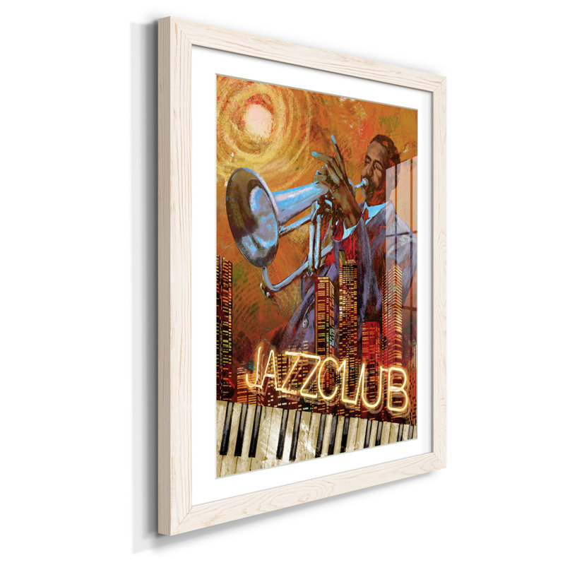 Jazz Club - Reproduction d'art graphique sur papier encadré, H 31,5 po x l 23,5 po x P 1,5 po, Blanc