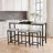Rectangular MDF Kitchen Table Set with 3 Hanging Stools, Gray and Matte Black, 60.24 Inches Long
