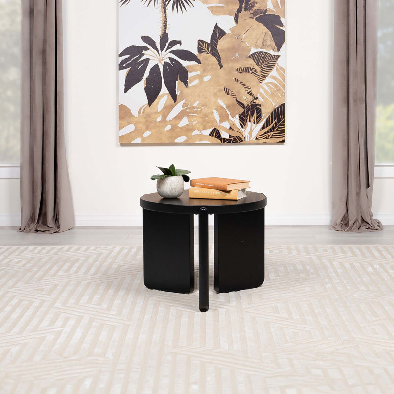 Harrison Black Round Solid Wood End Table