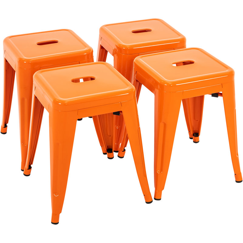 Tabourets de comptoir en métal de 18 pouces, tabourets de salle de classe empilables, chaises de salle à manger en métal sans dossier pour l'intérieur et l'extérieur, tabourets de bar de cuisine (ensemble de 4)
