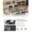 Ensemble de salle à manger d'extérieur en aluminium pour 4 personnes avec table rectangulaire en polystyrène expansé de 170 cm et chaises en textilène-853390703-853390710-853390711