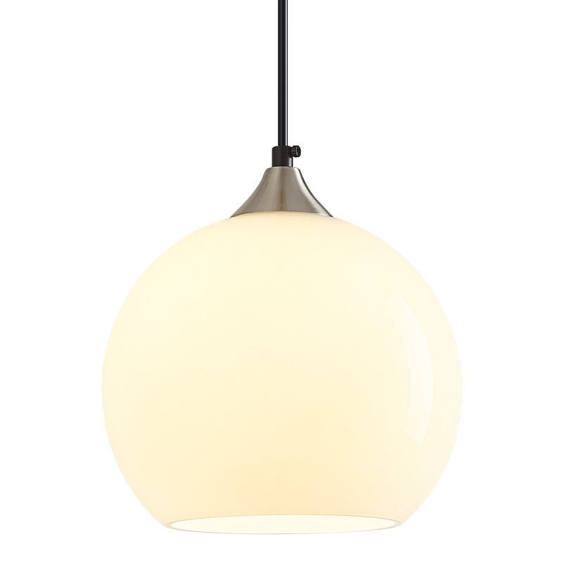 Luminaire suspendu moderne à 1 lumière pour îlot de cuisine Aarunya, H 7,08 po x l 7,87 po x P 7,87 po, Lait laiteux