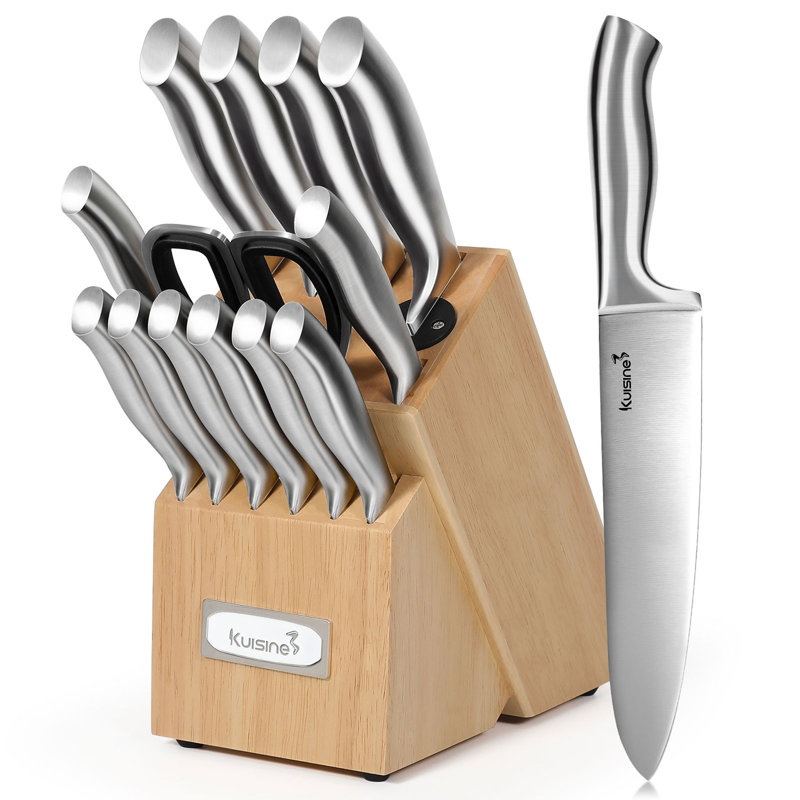 Kuisine 15pcs Kitchen Knife Block Set With Built-in Sharpener