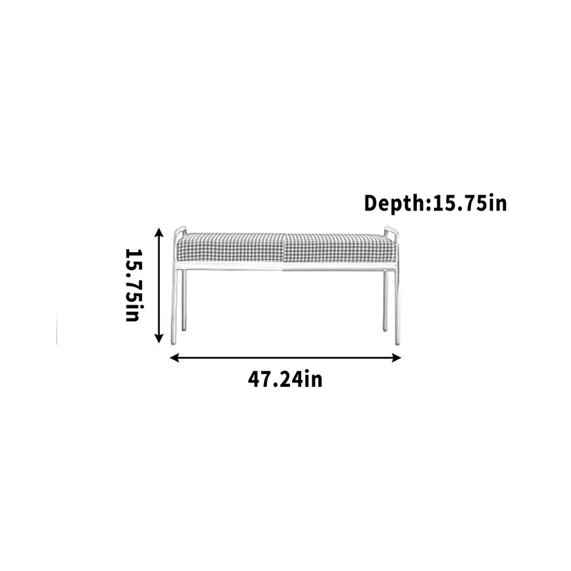 Banc de vestiaire en acier inoxydable robuste, H 15,75 po x l 47,24 po x P 15,75 po
