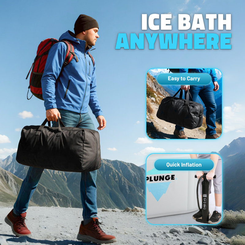 Kodiak 1-Person Inflatable Cold Plunge Ice Bath Tub/Hot Tub With PVC Insulated Lid, Hand Pump, And Repair Kit In Gray