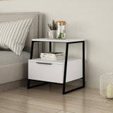 Catinna 1 Drawer Bedside Table | Modern Nightstand with Open Shelf