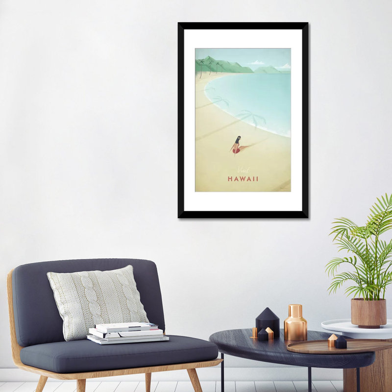 « hawaii », impression sur toile tendue, H 24 po x l 16 po x P 1 po, Papier d'art encadré noir, Blanc