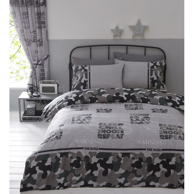 Mcquade Camouflage Army Polycotton Duvet Cover Set, 135 x 200cm Duvet Cover + 1 Standard Pillowcase