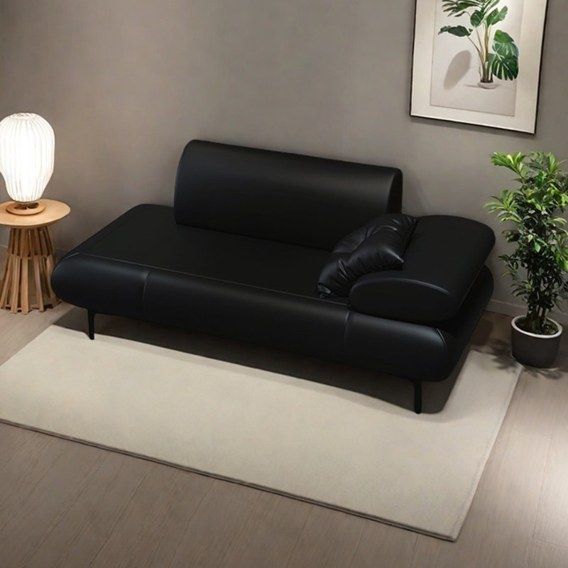 Chaise longue en similicuir léger et luxueux, Face à la droite, Noir