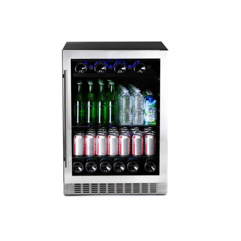 Azure Home Products 23.87'' W Built-In 112 Cans (12 oz.) 5.6 Cubic Feet Beverage Cooler with Wine Storage and Reversible Door