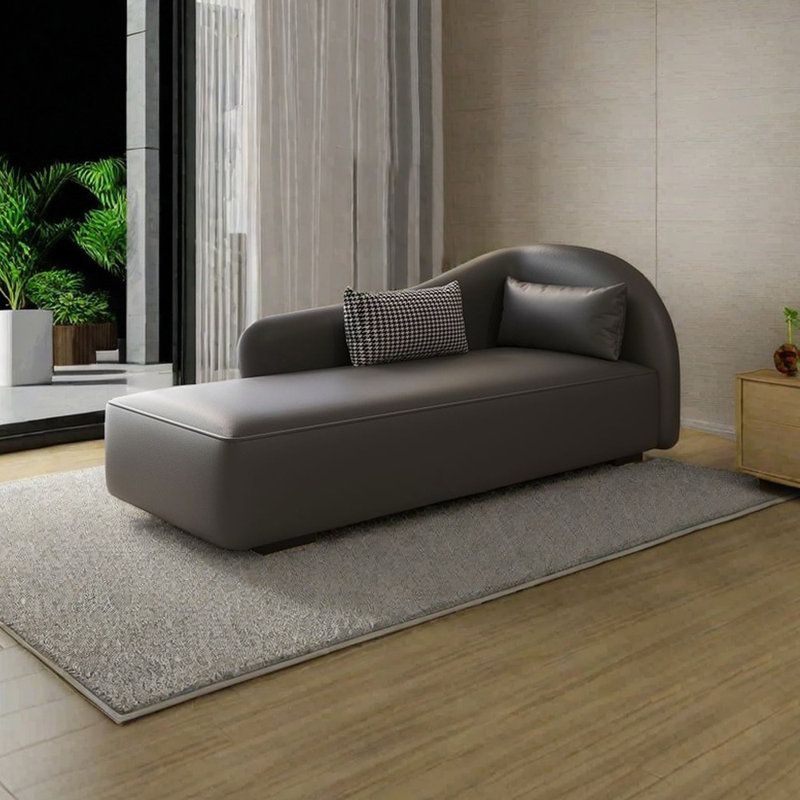 Comfortable sponge and solid wood lounge chairs, Grey, Right Hand Facing