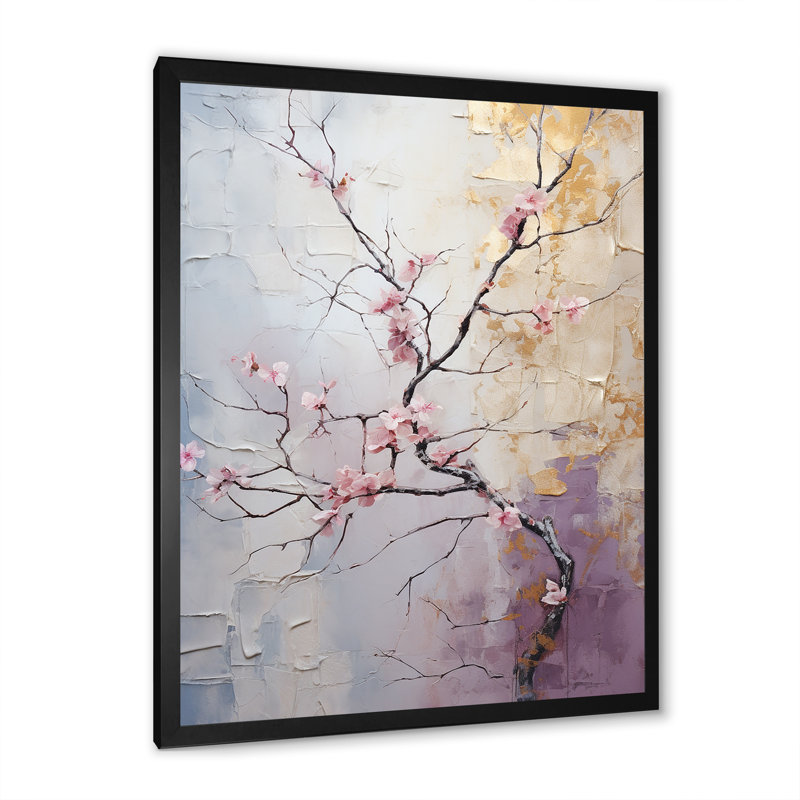 Décoration murale Blossom Tree Whispers Of Pink III - Floral and Botanical, H 32 po x l 24 po x P 1 po, Cadre photo noir