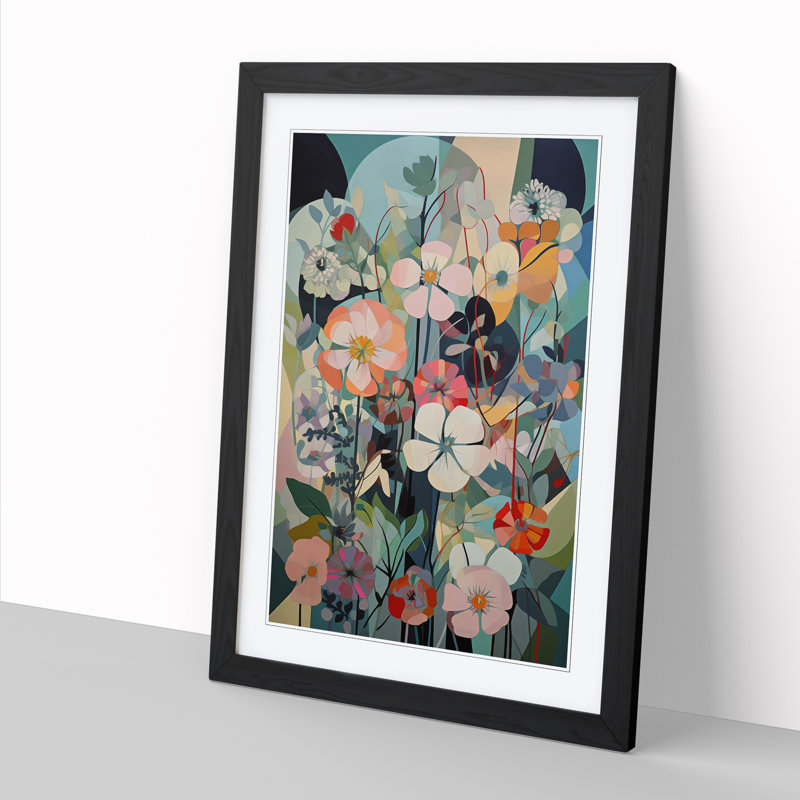 Modern Flowers Orphism Vol.11 - Framed Print, Black, 64cm H x 46cm W x 2cm D